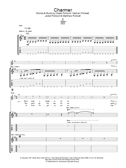 Kings Of Leon Charmer Sheet Music