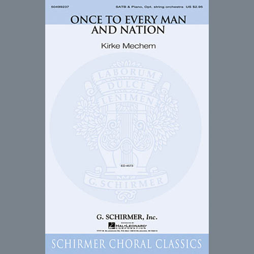 Easily Download Kirke Mechem Printable PDF piano music notes, guitar tabs for SATB Choir. Transpose or transcribe this score in no time - Learn how to play song progression.