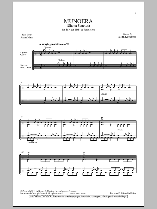 Lee R. Kesselman Munoera (Sanctus From The Shona Mass) Sheet Music