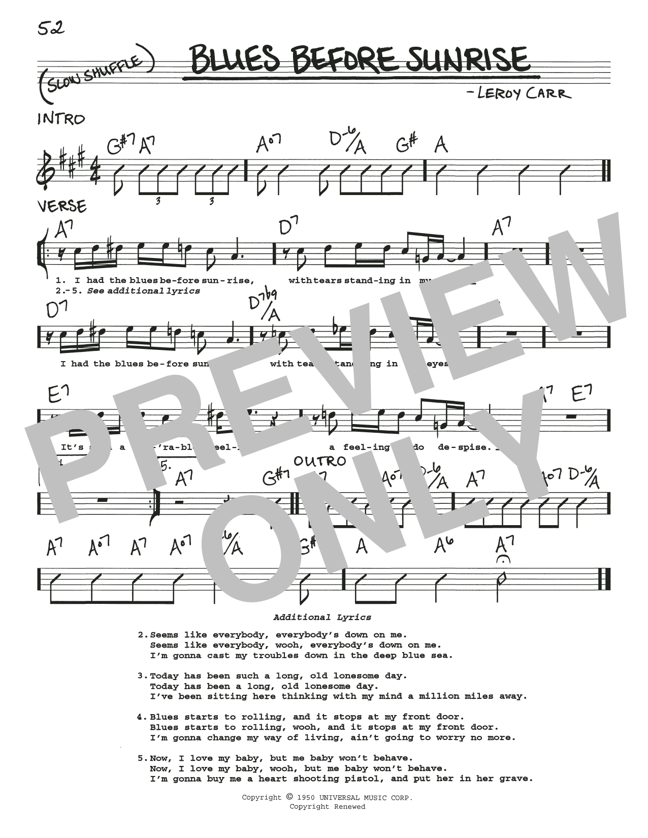 Leroy Carr 'Blues Before Sunrise' sheet music, chords, lyrics