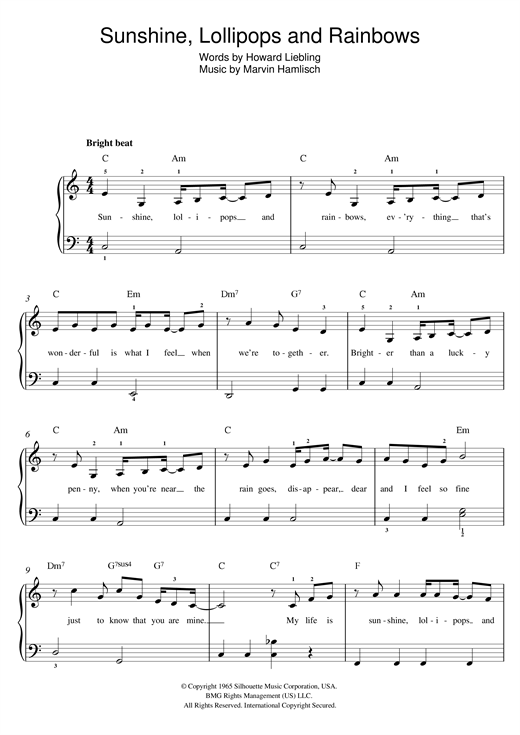 Lesley Gore Sunshine, Lollipops And Rainbows Sheet Music
