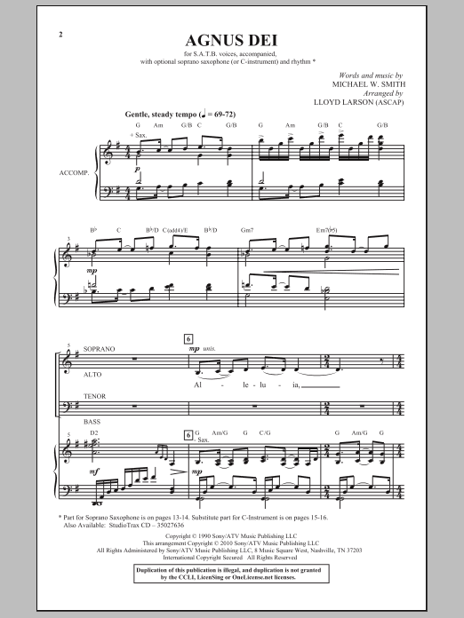 Lloyd Larson Agnus Dei Sheet Music