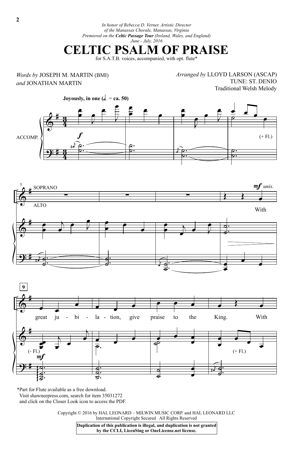 Lloyd Larson Celtic Psalm Of Praise Sheet Music