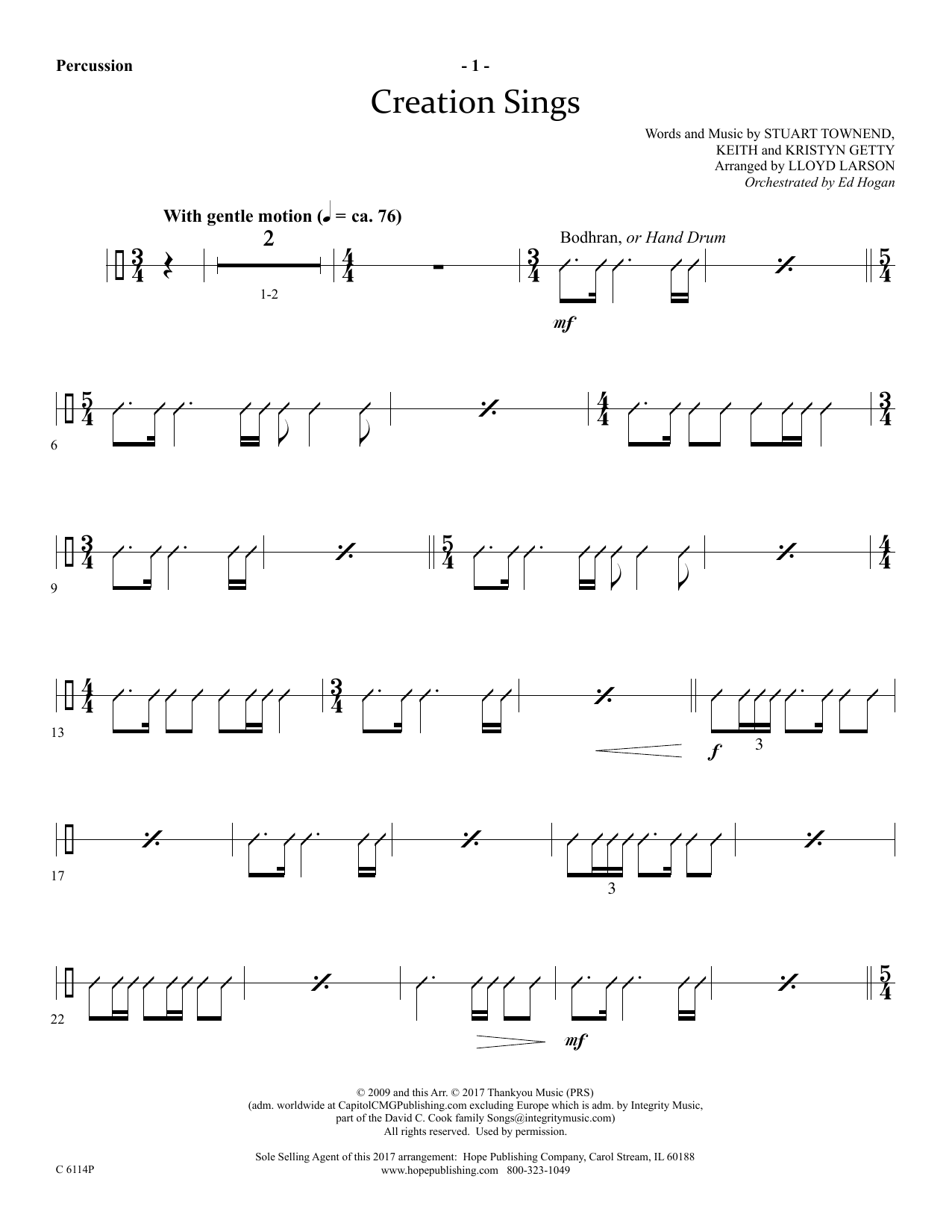 Lloyd Larson Creation Sings - Percussion Sheet Music