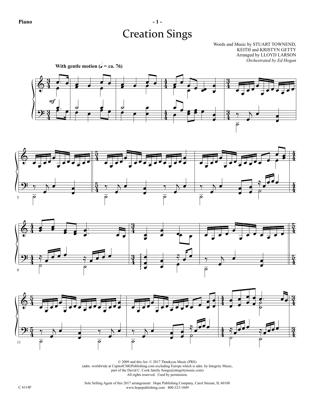 Lloyd Larson Creation Sings - Piano Sheet Music