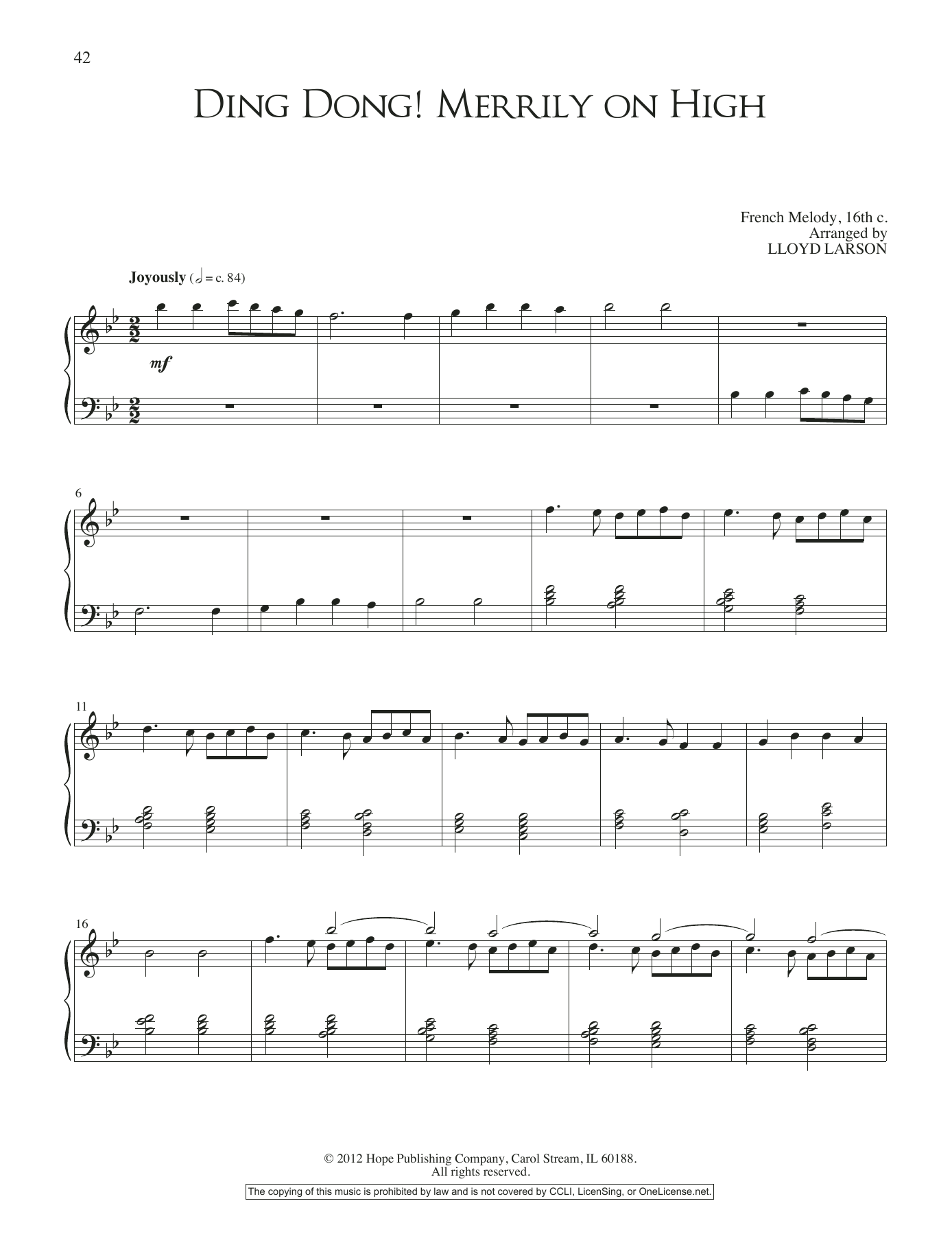 Lloyd Larson Ding Dong! Merrily On High Sheet Music