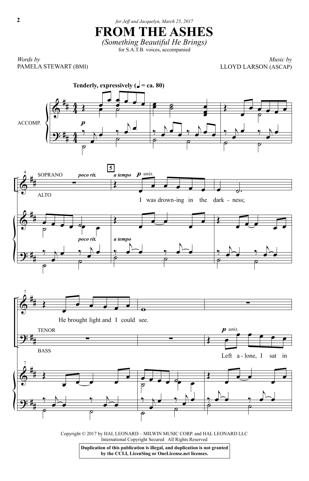 Lloyd Larson From The Ashes (Something Beautiful He Brings) Sheet Music