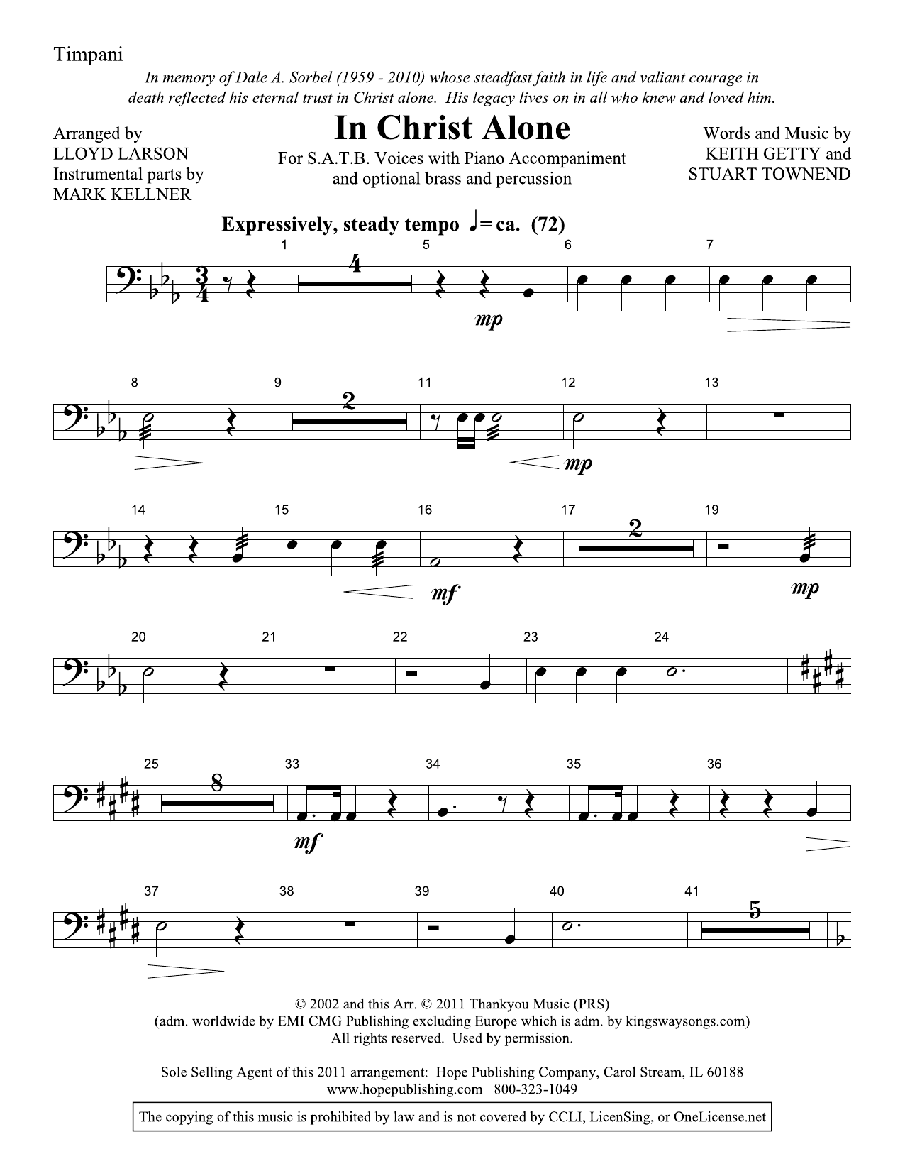 Lloyd Larson In Christ Alone - Timpani Sheet Music