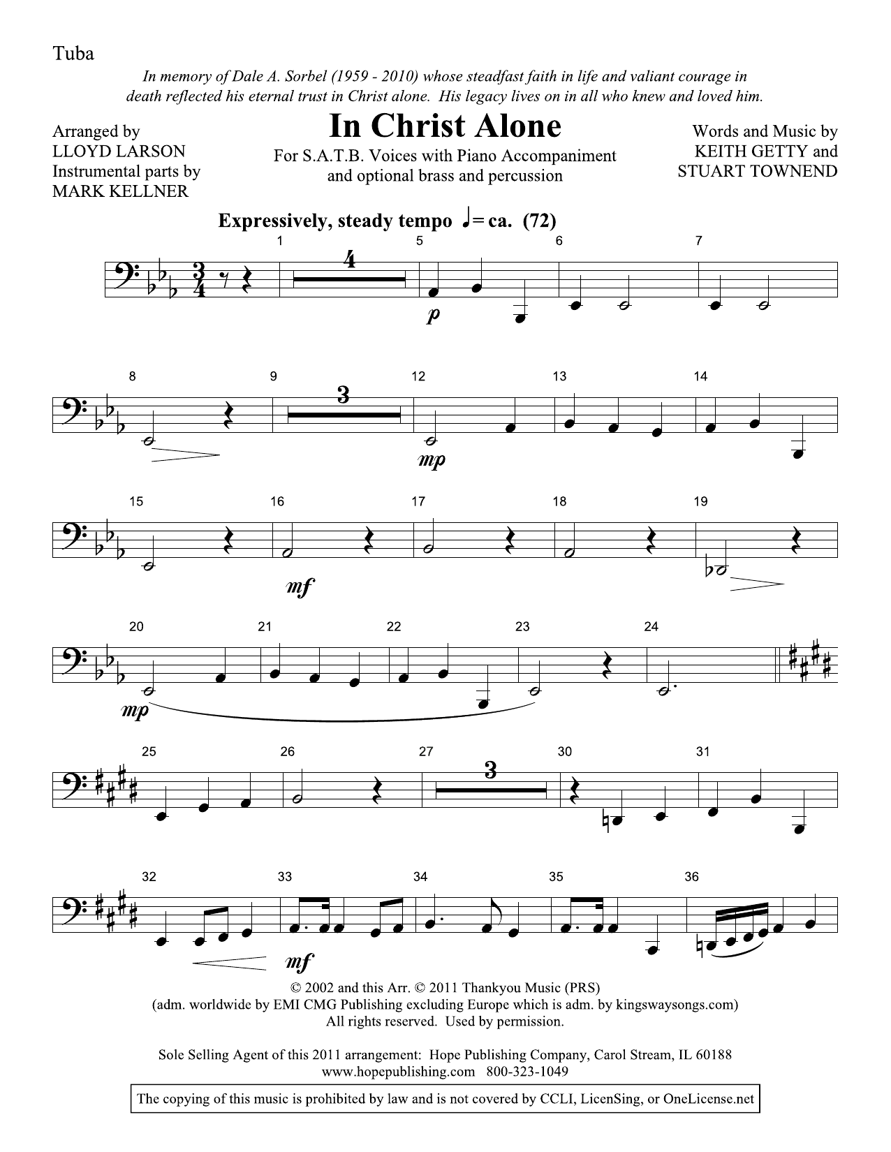 Lloyd Larson In Christ Alone - Tuba Sheet Music