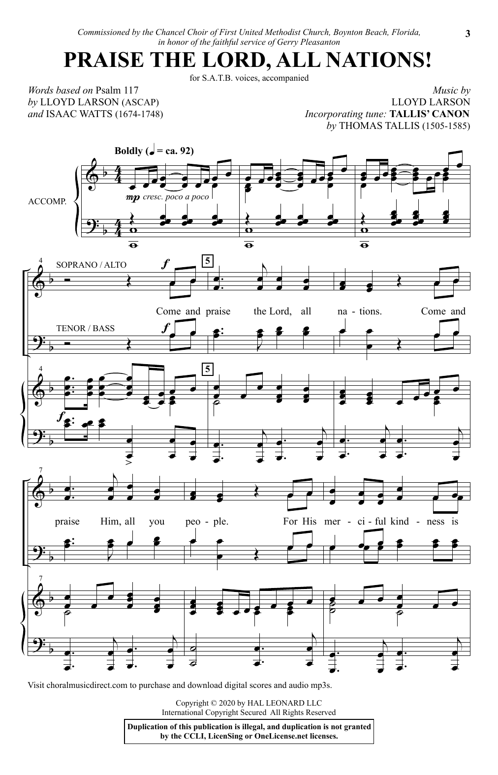 Lloyd Larson Praise The Lord, All Nations! Sheet Music