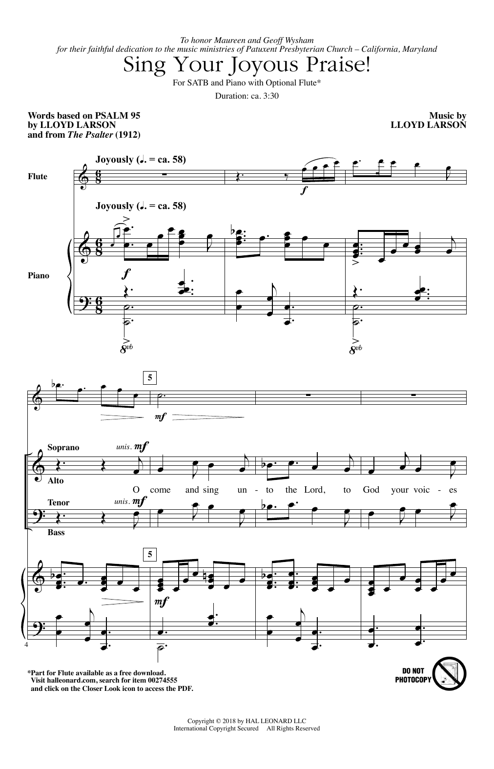 Lloyd Larson Sing Your Joyous Praise! Sheet Music
