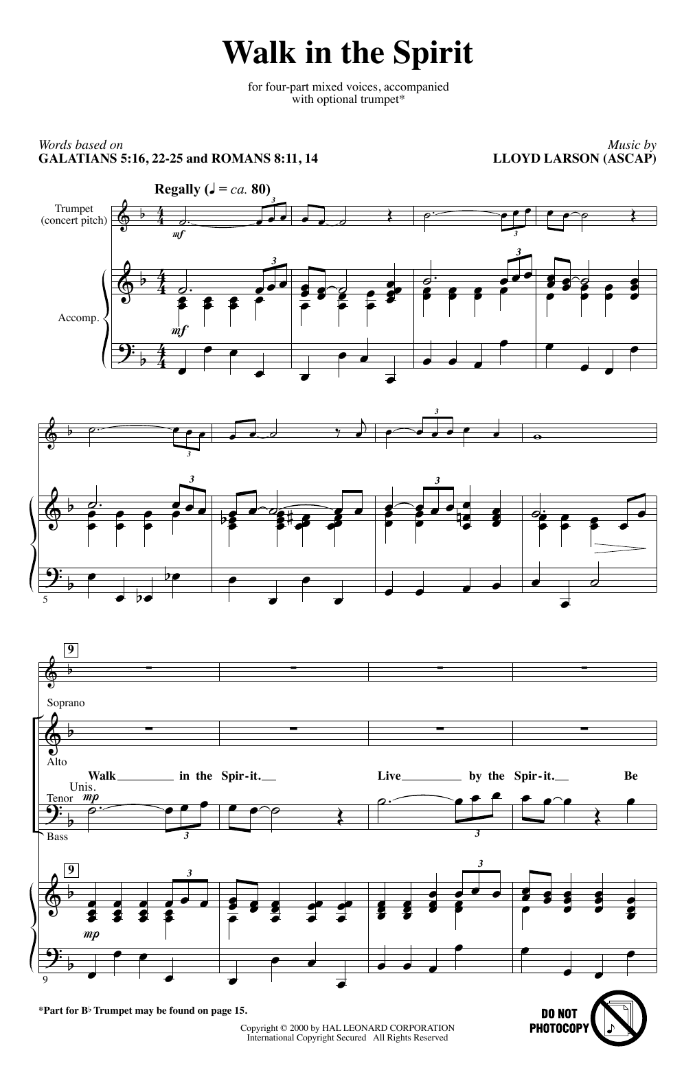 Lloyd Larson Walk In The Spirit Sheet Music