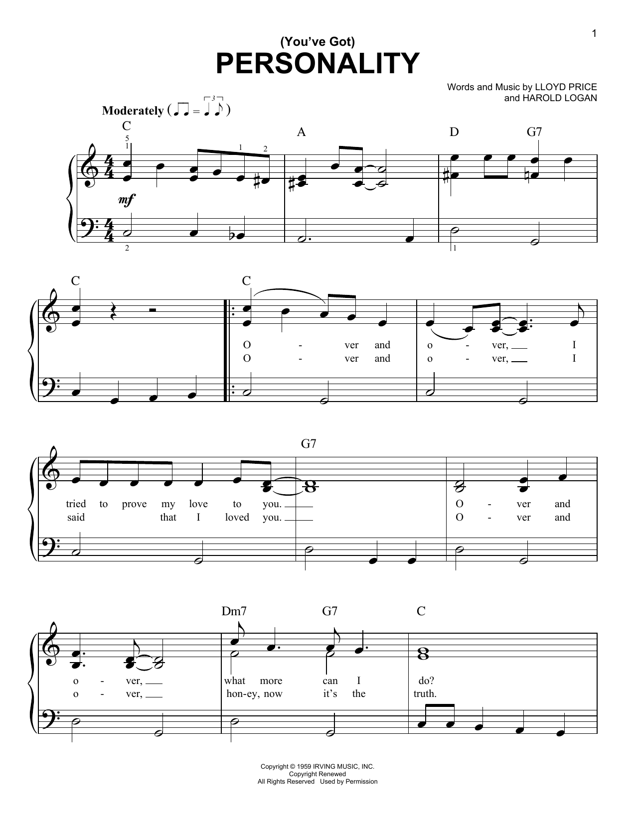 Lloyd Price (You've Got) Personality Sheet Music