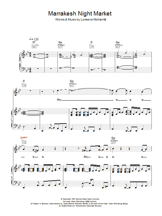 Loreena McKennitt Marrakesh Night Market Sheet Music