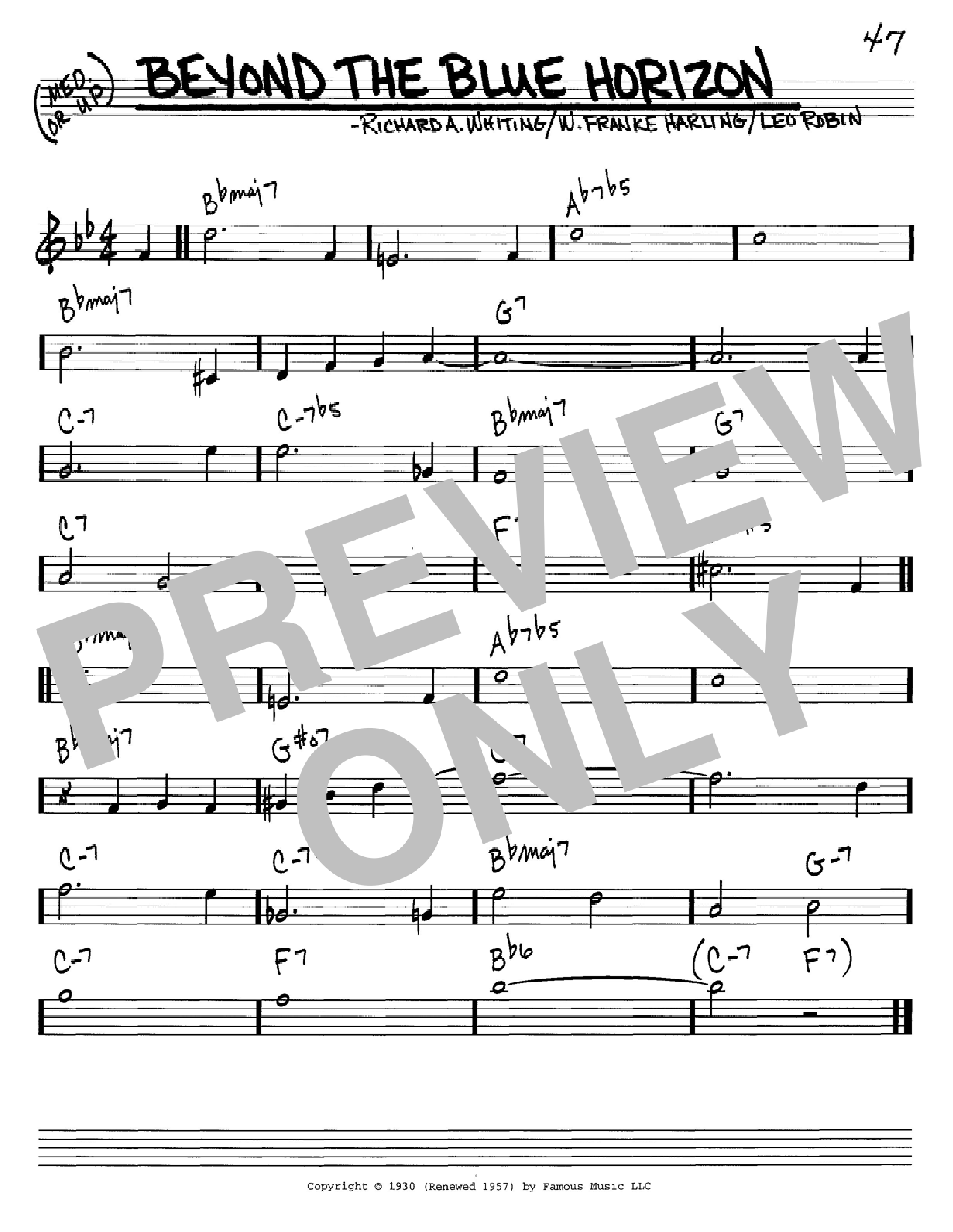 Lou Christie Beyond The Blue Horizon Sheet Music