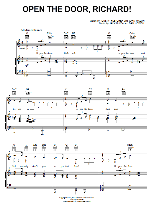 Louis Jordan Open The Door, Richard! Sheet Music