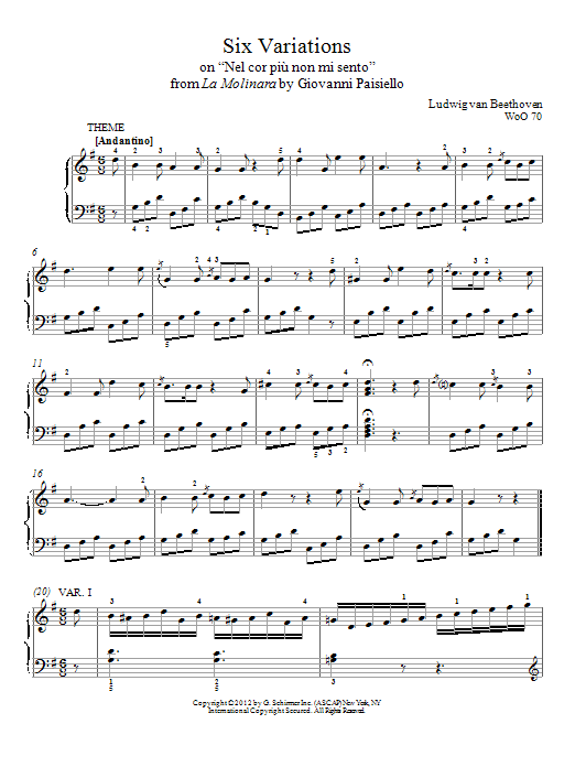 Ludwig van Beethoven Six Variations On 