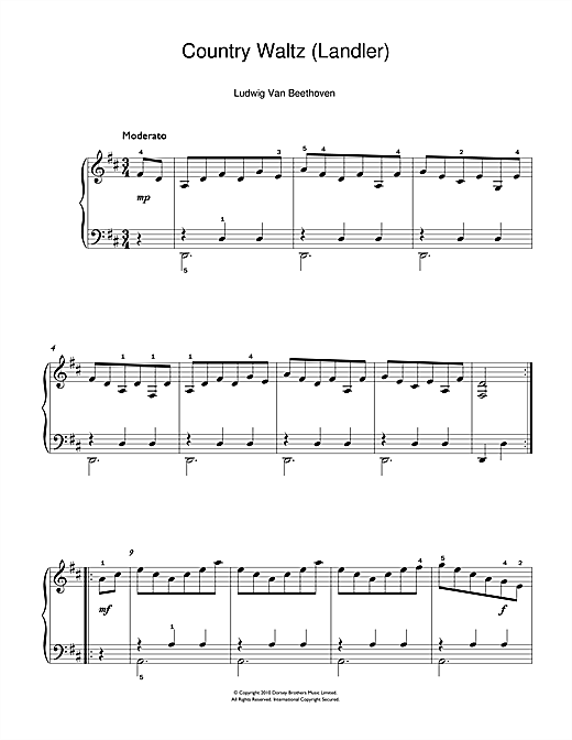 Ludwig van Beethoven Country Waltz (Ländler) Sheet Music