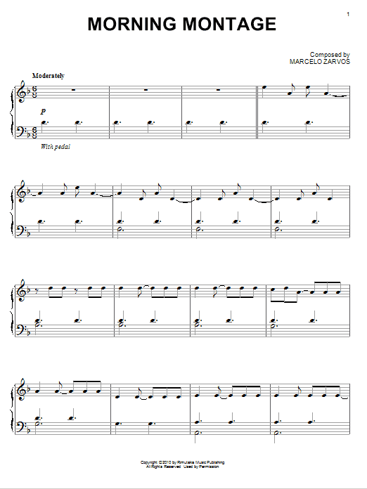 Marcelo Zarvos Morning Montage Sheet Music
