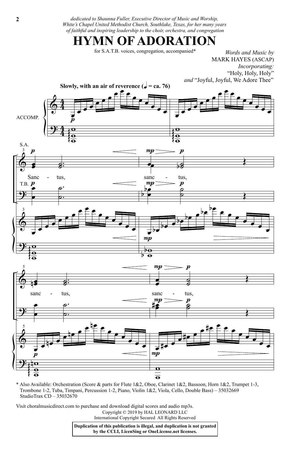 Mark Hayes Hymn Of Adoration (incorporating 
