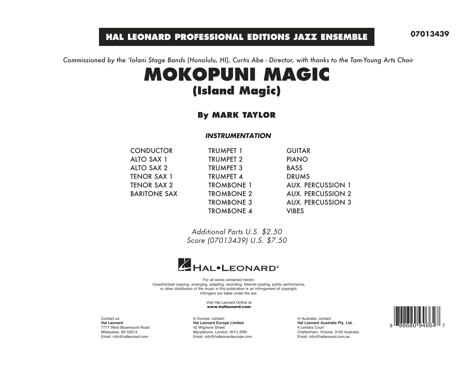 Mark Taylor Mokopuni Magic (Island Magic) - Conductor Score (Full Score) Sheet Music