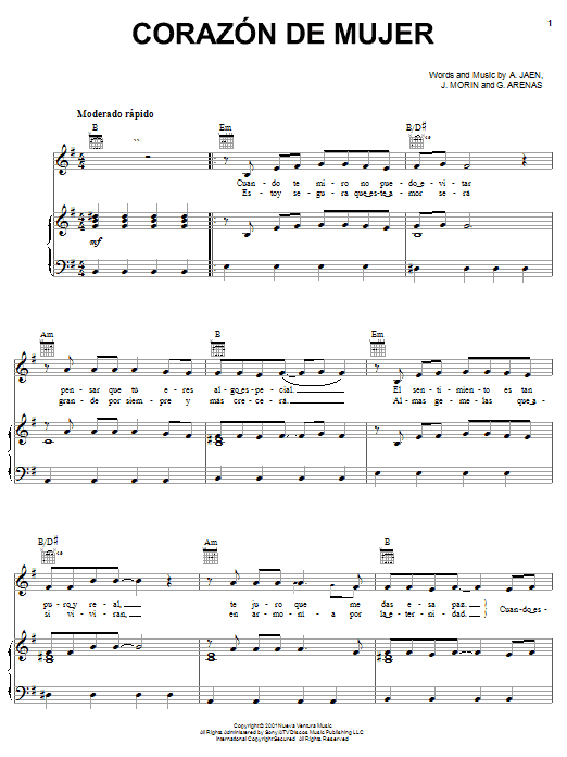 Melina Leon Corazon De Mujer Sheet Music