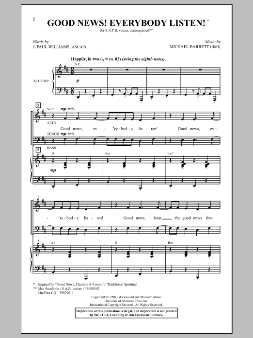Michael Barrett Good News! Everybody Listen! Sheet Music