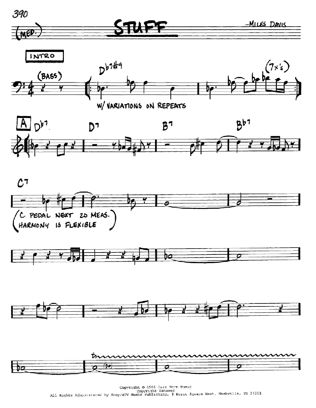 Miles Davis Stuff Sheet Music