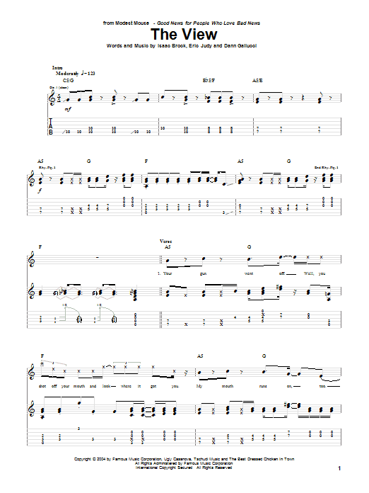 Modest Mouse The View Sheet Music