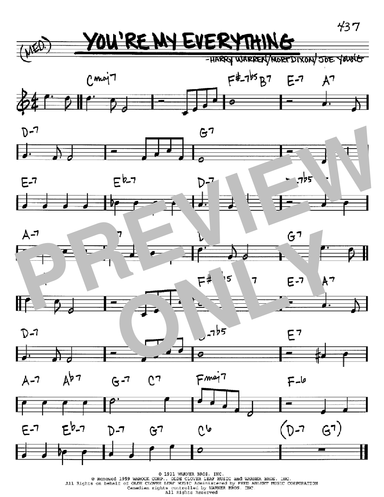 Mort Dixon You're My Everything Sheet Music