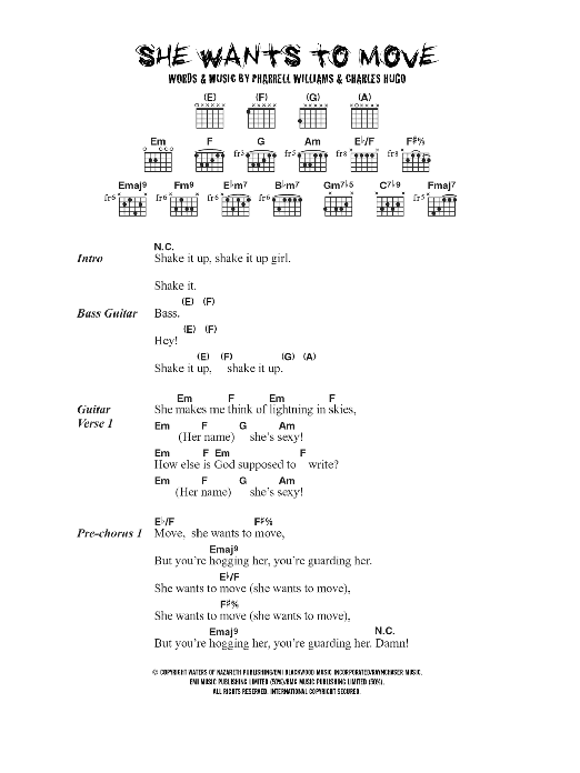 N*E*R*D* She Wants To Move Sheet Music