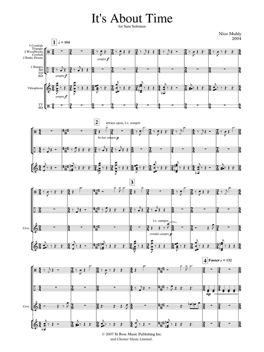 Nico Muhly It's About Time (for solo percussion) Sheet Music