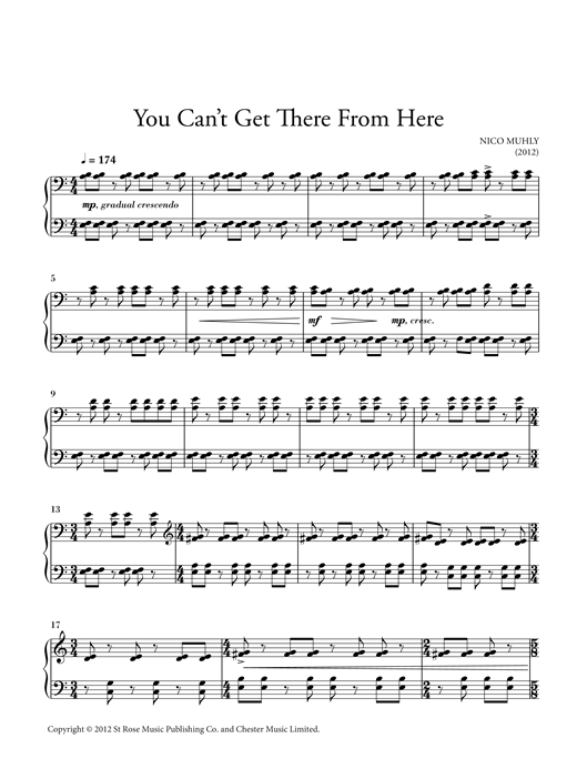 Nico Muhly You Can't Get There From Here Sheet Music