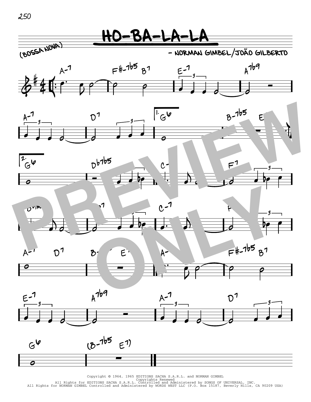 Norman Gimbel Ho-Ba-La-La Sheet Music