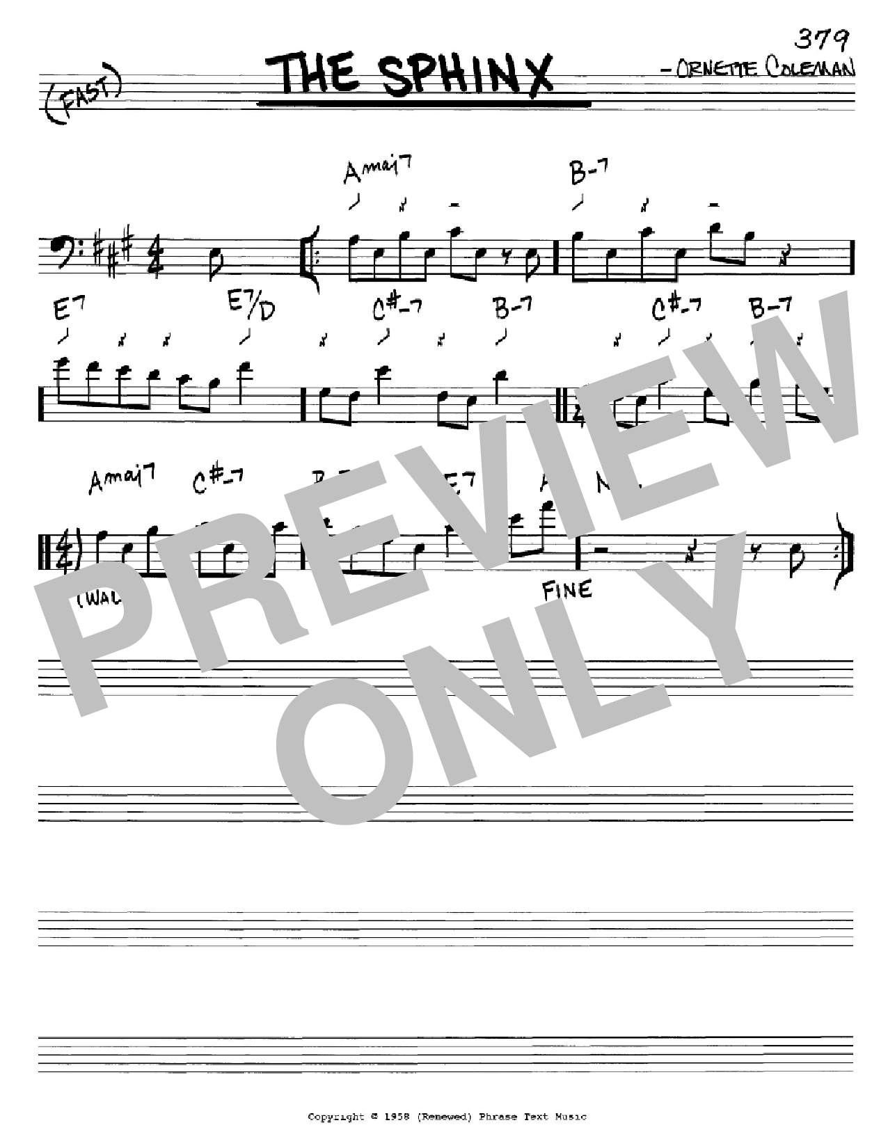 Ornette Coleman The Sphinx Sheet Music
