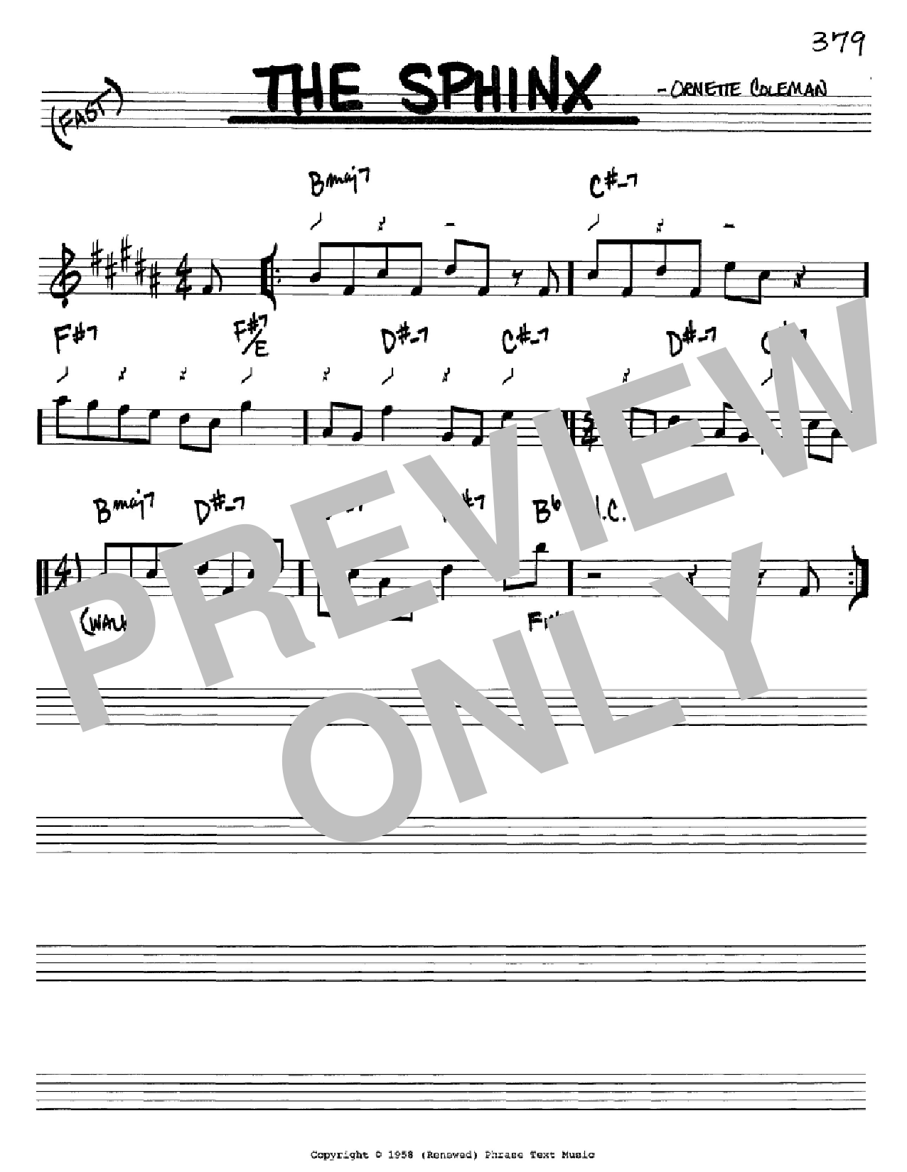 Ornette Coleman The Sphinx Sheet Music