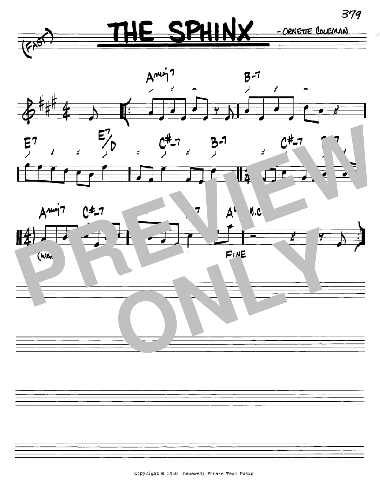 Ornette Coleman The Sphinx Sheet Music