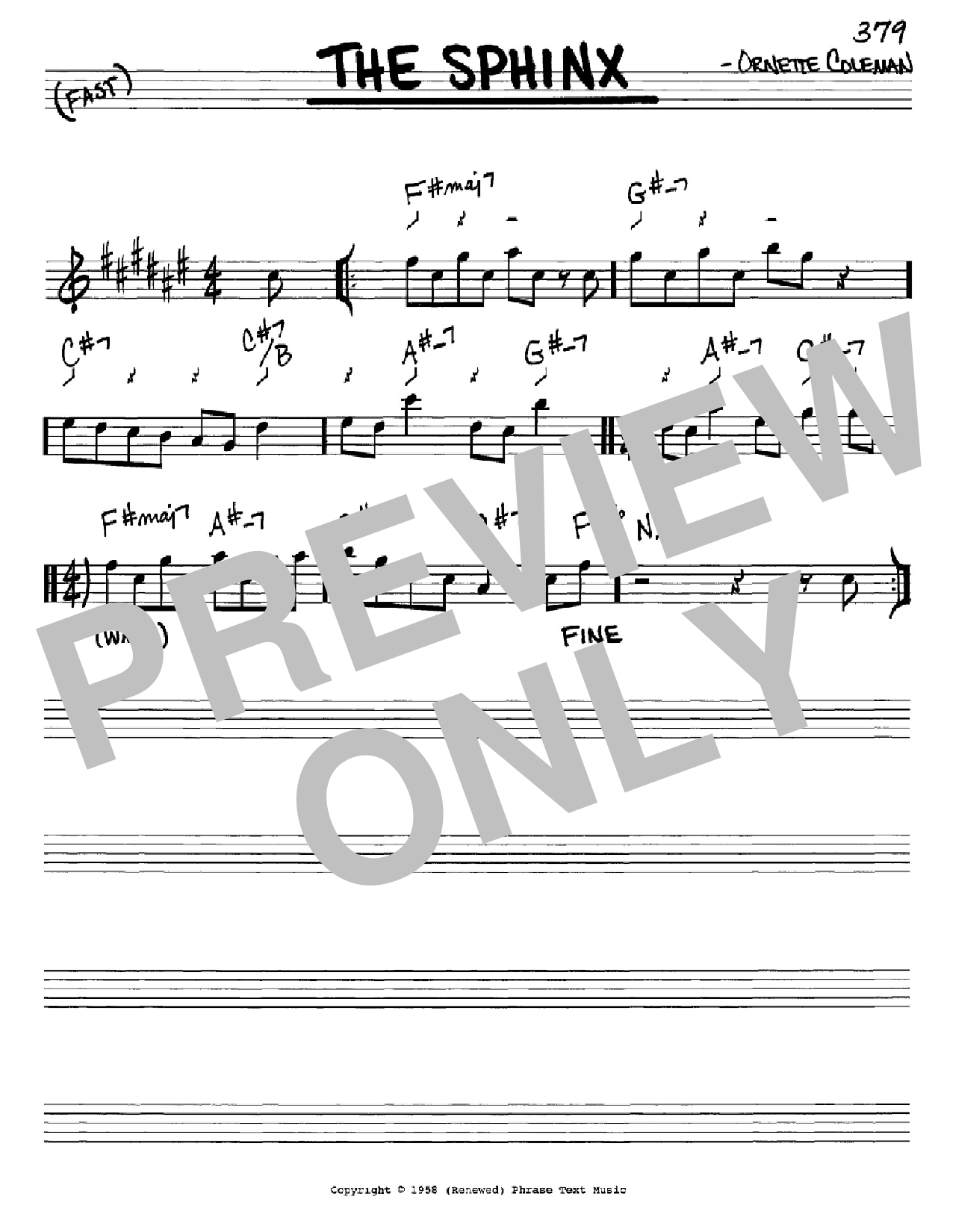 Ornette Coleman The Sphinx Sheet Music