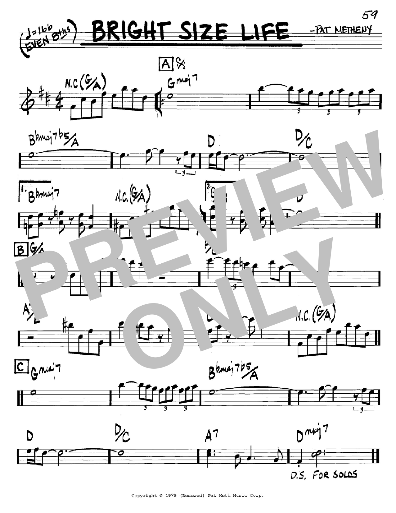 Pat Metheny Bright Size Life Sheet Music