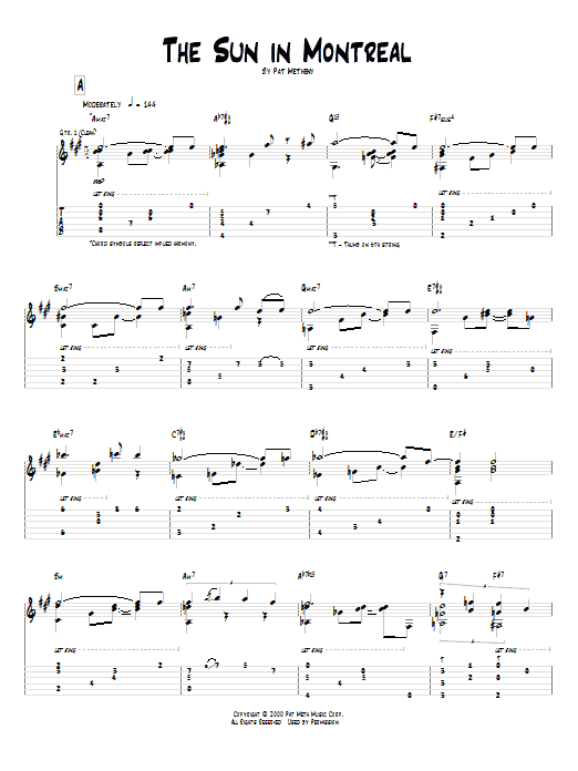 Pat Metheny The Sun In Montreal Sheet Music