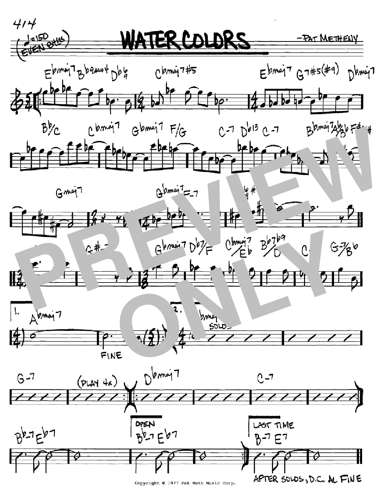 Pat Metheny Watercolors Sheet Music