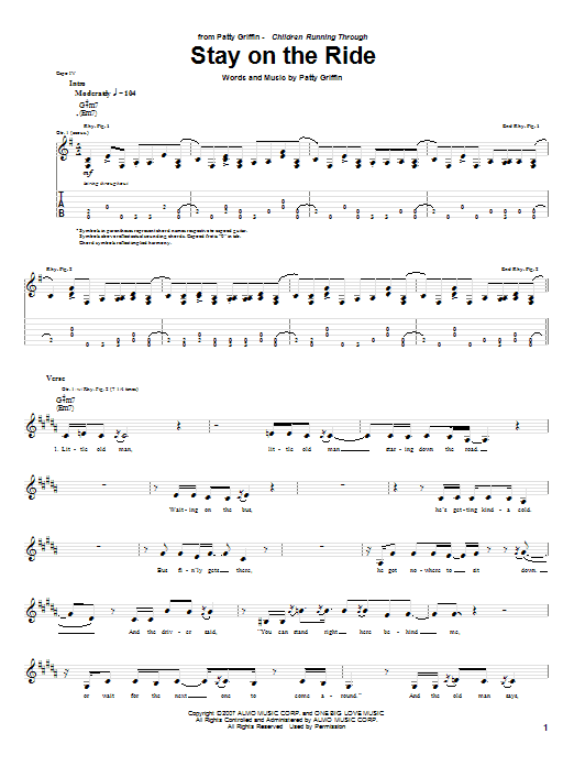 Patty Griffin Stay On The Ride Sheet Music
