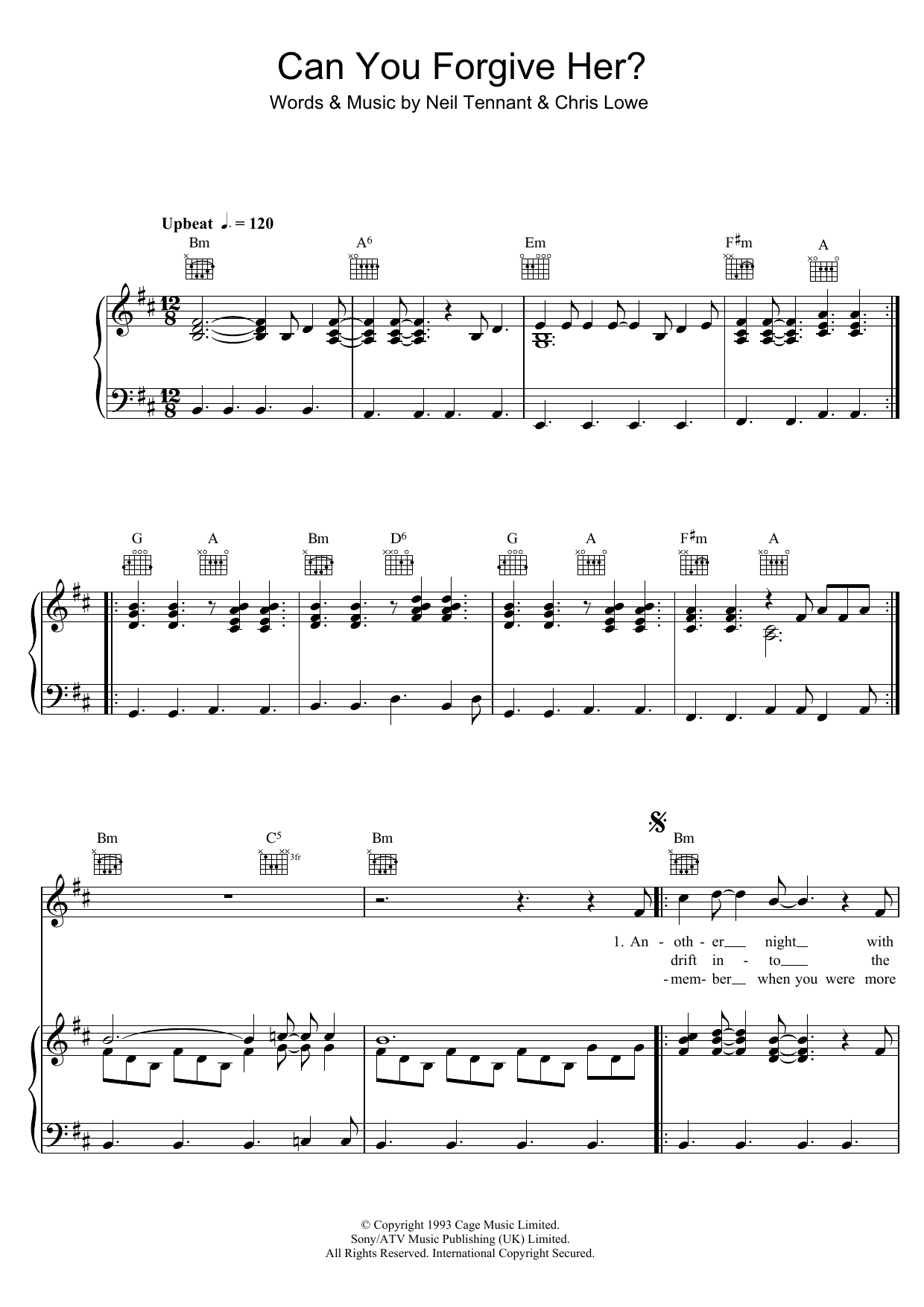 Pet Shop Boys Can You Forgive Her? Sheet Music