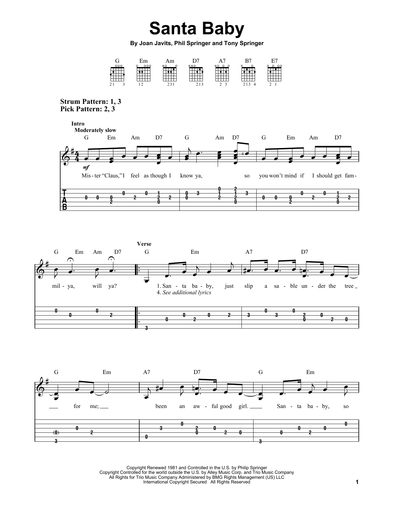 Phil Springer Santa Baby Sheet Music
