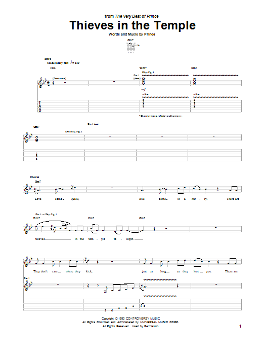Prince Thieves In The Temple Sheet Music