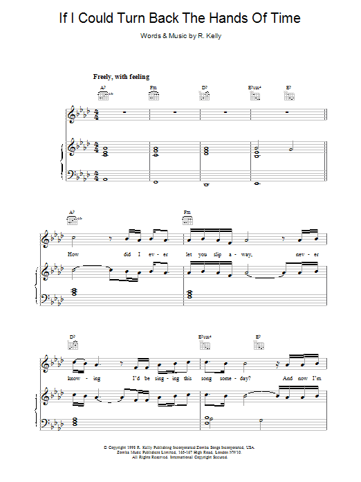 R Kelly If I Could Turn Back The Hands Of Time Sheet Music