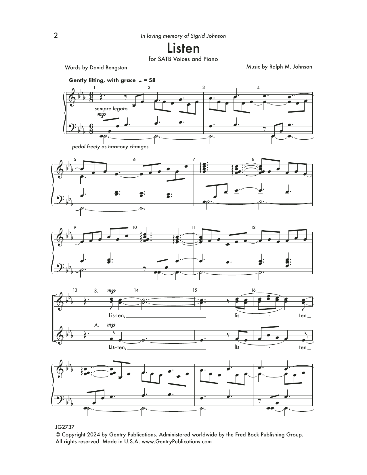 Ralph M. Johnson Listen Sheet Music