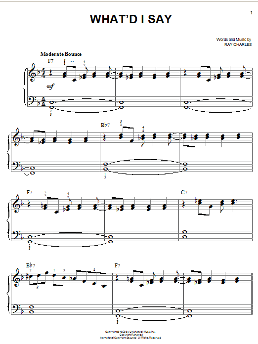Ray Charles What'd I Say Sheet Music