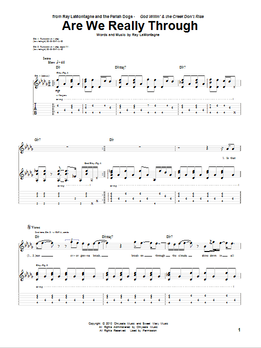 Ray LaMontagne and The Pariah Dogs Are We Really Through Sheet Music
