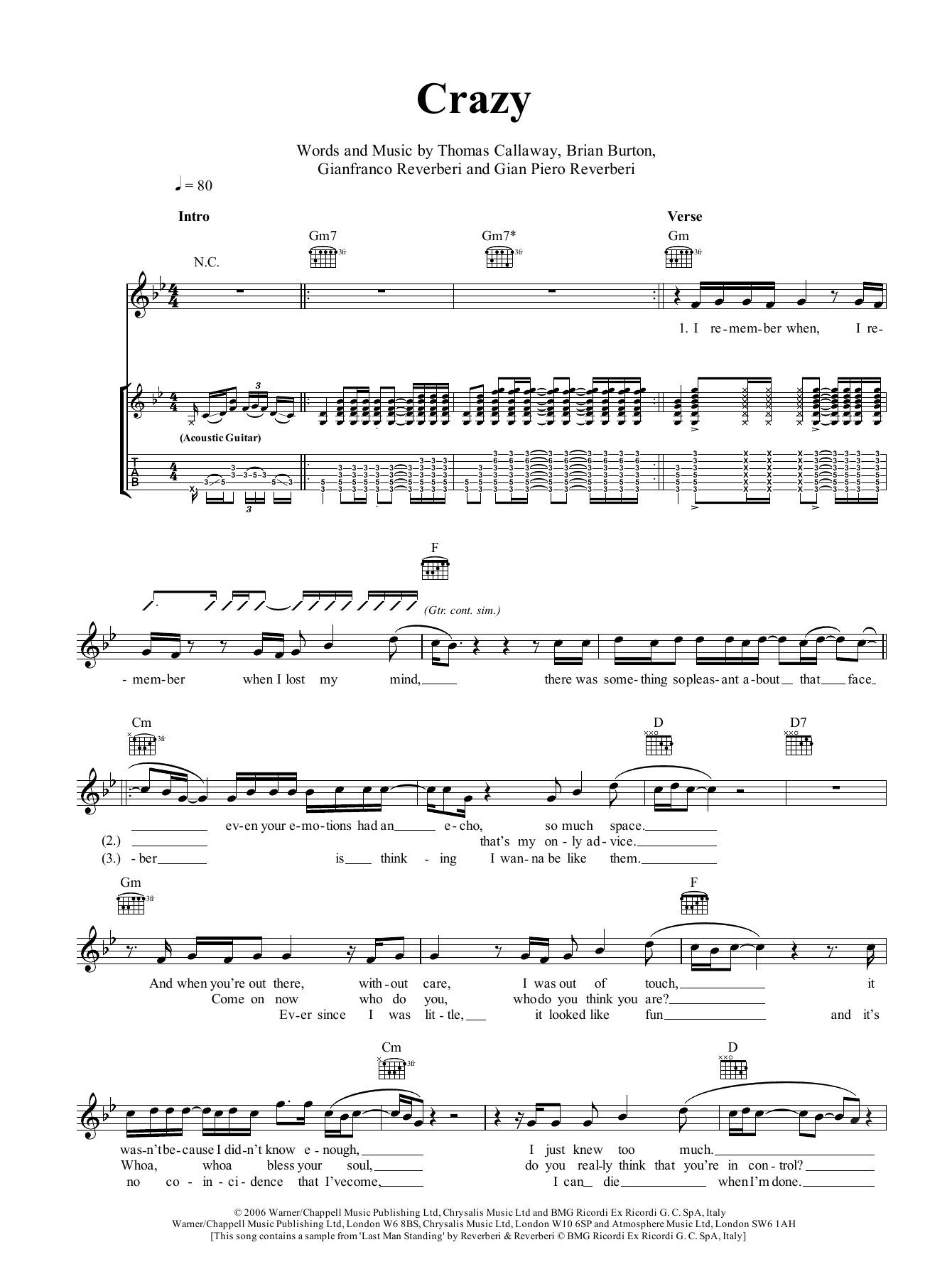 Ray LaMontagne Crazy Sheet Music